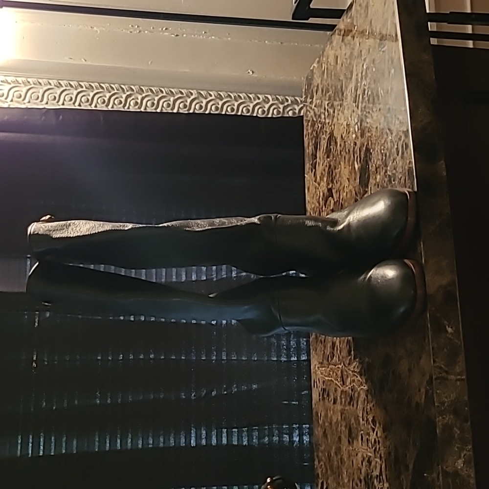 Gucci, double G logo leather knee high riding boots